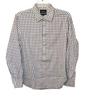 Bonobos Slim Fit Long Sleeve Button Down Dress Shirt Blue‎ White Check Large